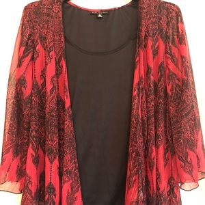 1 piece red  & black cardigan tank size 2x